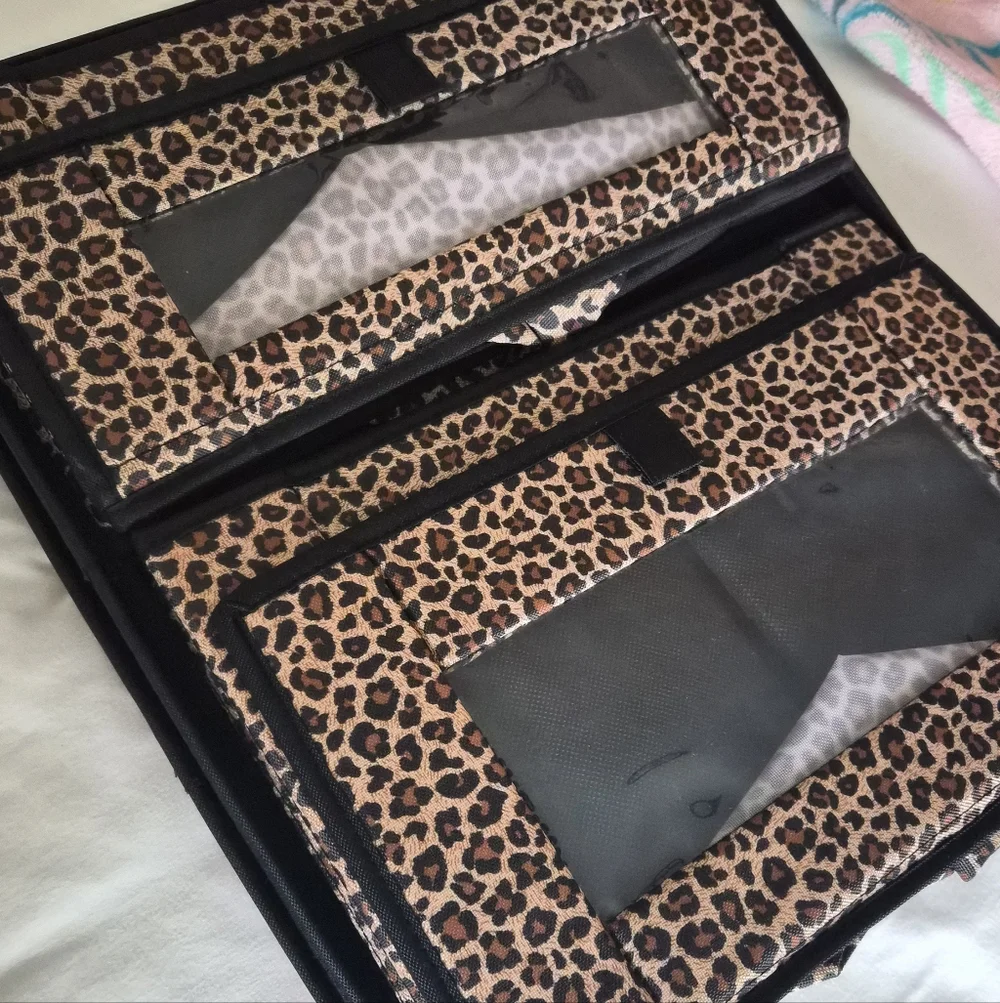 Set Of Two Animal Print Collapsible Storage Fabric Bins With See Through Window